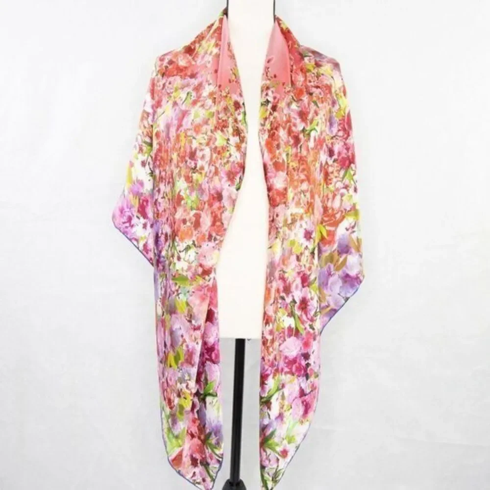Silk floral print over‎ size scarf